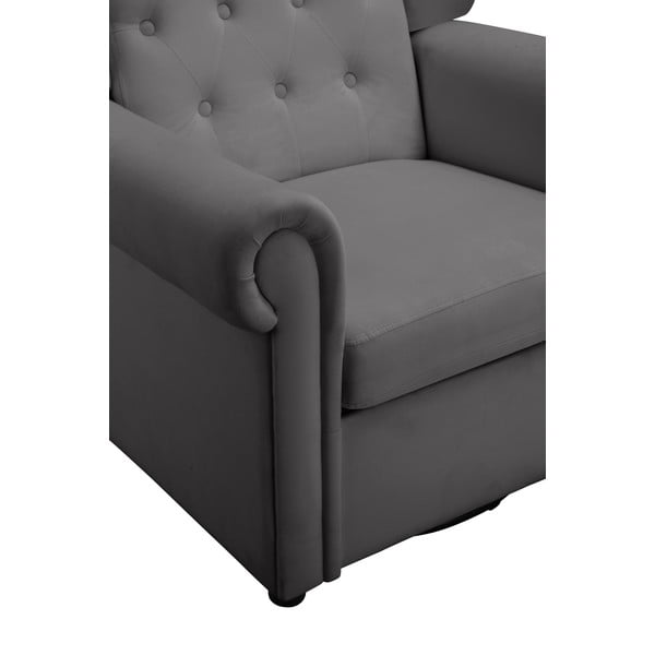 Szürke bársony chesterfield-hinta fotel Lillyse – Støraa-image-1