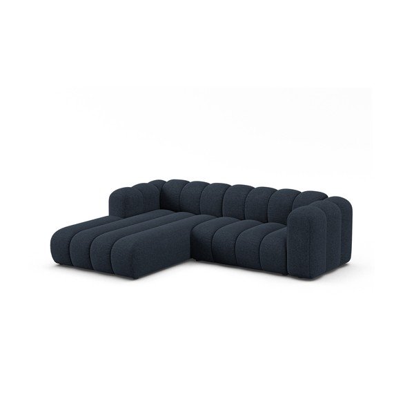 Sötétkék zsenília sarokkanapé (bal oldali-heverő résszel) Lupine – Micadoni -image-1