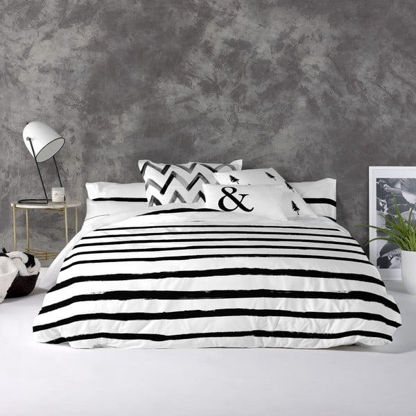 Stripes pamut paplanhuzat, 200 x 200 cm - Blanc-image-1