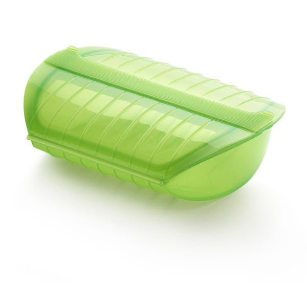 Steam Case zöld szilikon sütőedény tálcával, 3-4 adaghoz - Lékué