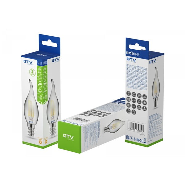 Meleg fehér szálas izzó E14, 4 W – GTV-image-1
