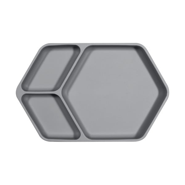 Squared szürke szilikon gyerek tányér, 25 x 16 cm - Kindsgut