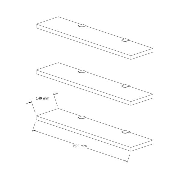 Polc készlet újrahasznosított fából 3 db-os Boss - Kalune Design-image-3