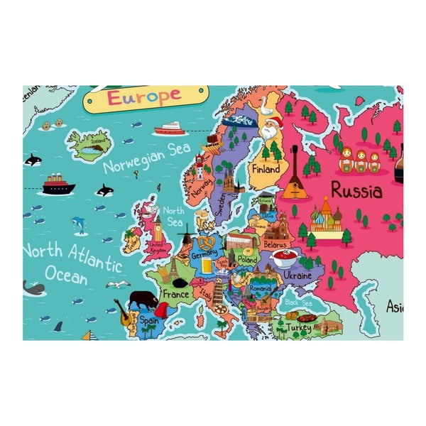 Homemania Maps Europe Pictures kép, 70 x 100 cm