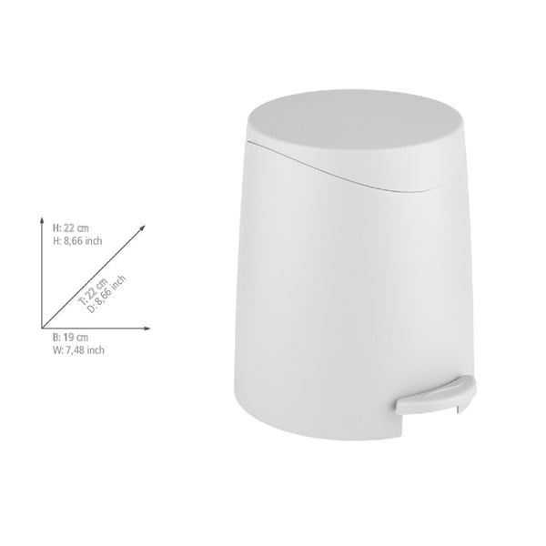 Fehér műanyag pedálos szemetes 3 l Portes – Allstar-image-3