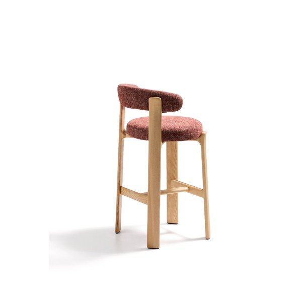 Terrakotta színű-világos natúr színű kőrisfa bárszék (ülésmagasság 75 cm) Granite – Kave Home-image-4