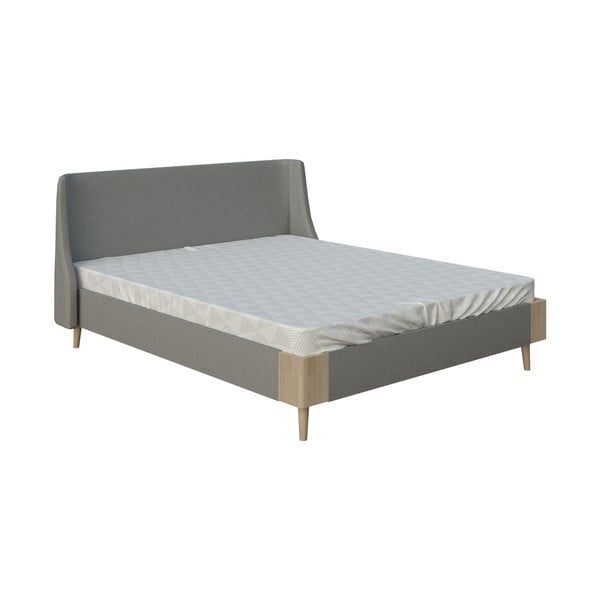 Lagom Side Soft szürke kétszemélyes ágy, 180 x 200 cm - AzAlvásért