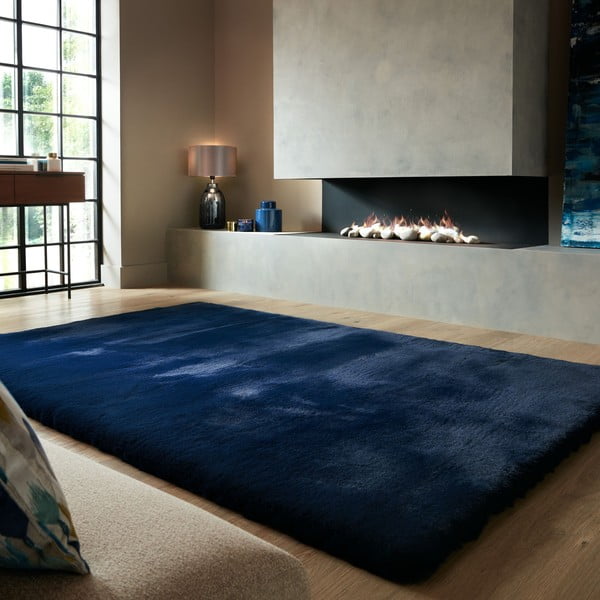 Sötétkék szintetikus szőrme szőnyeg 200x290 cm Ivy Luxury Fur – Flair Rugs-image-1