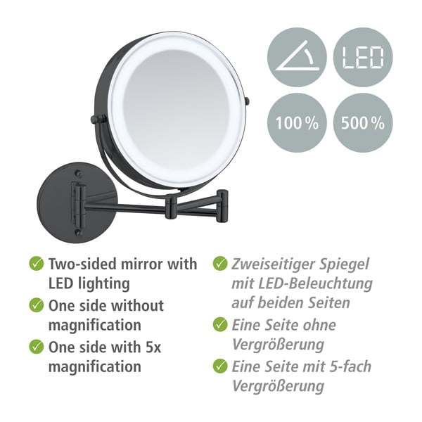 Nagyítós kozmetikai tükör világítással (ötszörös nagyítás) ø 25,5 cm Lumi – Wenko-image-4