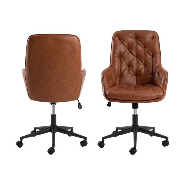 Konyakbarna bőrutánzat irodai szék Erik – Actona-image-3