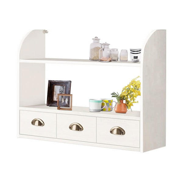 Fehér többszintes borovi fenyő fali polc 75 cm Toscana – Støraa-image-2