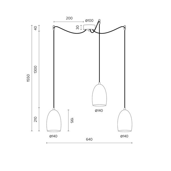 UME Elementary Matte fehér 3 ágú függőlámpa, ø 14 cm - Sotto Luce-image-4