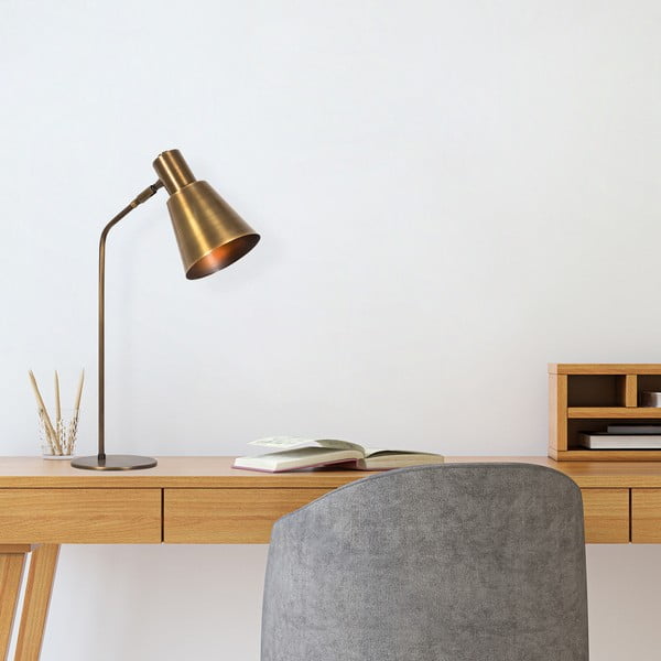 Aranyszínű asztali lámpa fém búrával (magasság 50 cm) Kem – Opviq lights-image-3