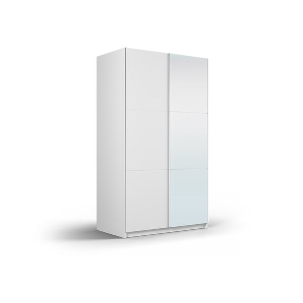 Fehér ruhásszekrény tükörrel és tolóajtókkal 122x215 cm Lisburn - Cosmopolitan Design-image-2