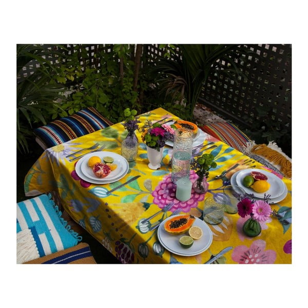 Colourful Flowers lenkeverék asztalterítő, 140 x 250 cm - Madre Selva-image-1