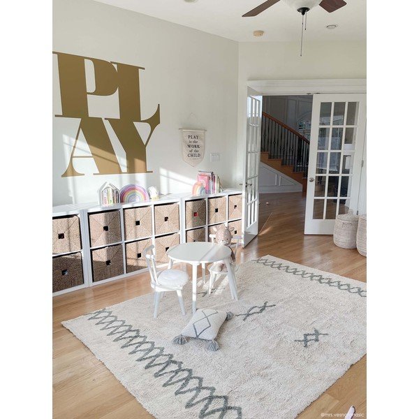 Kék-krémszínű mosható kézi szövésű pamut szőnyeg 170x240 cm Atlas Natural – Lorena Canals-image-3