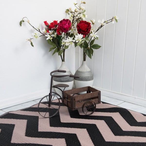 Tara fekete-bézs, kül- és beltérre is alkalmas, kétoldalas szőnyeg, 120 x 180 cm - Green Decore-image-1