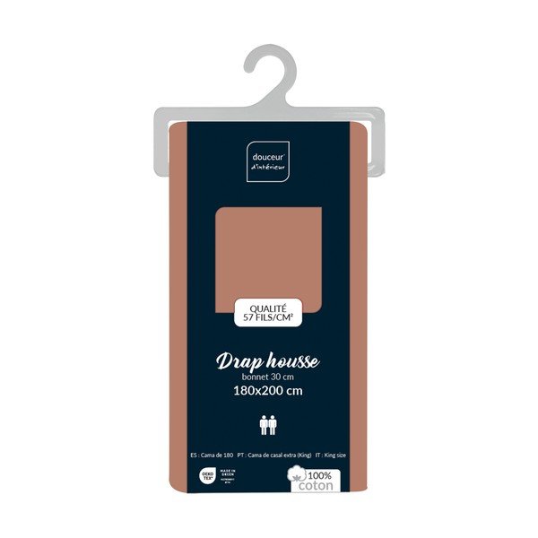 Lazacszínű gumis pamut lepedő 180x200 cm Lina – douceur d'intérieur-image-2