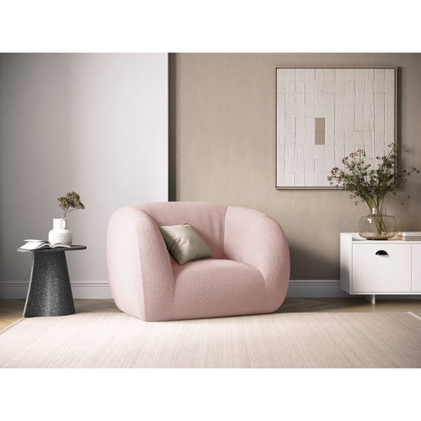 Világos rózsaszín buklé fotel Essen – Cosmopolitan Design-image-1