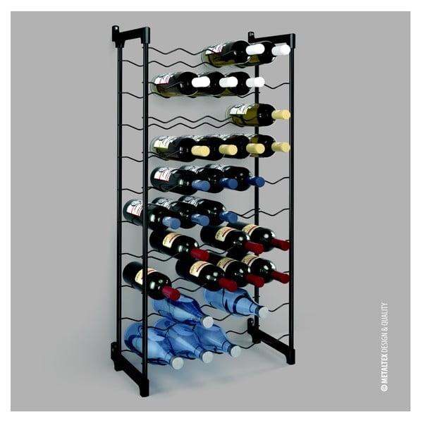 Fekete fém bortartó polcos állvány palackok száma 50 Barbera – Metaltex-image-1