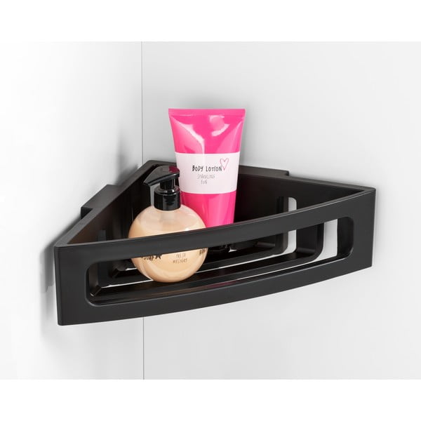 Fekete öntapadós műanyag fürdőszobai sarokpolc Bralia - Wenko-image-4