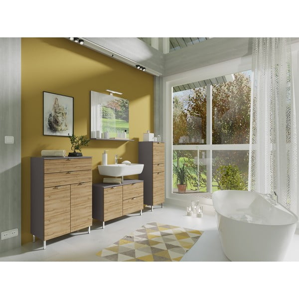 Mauresa szekrény tölgyfa díszítéssel, magasság 120 cm - Germania-image-4