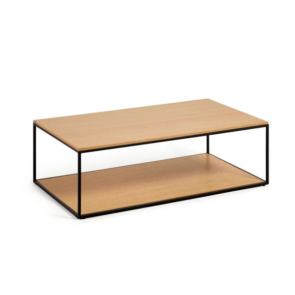 Natúr színű dohányzóasztal tölgyfa dekoros asztallappal 60x110 cm Yoana – Kave Home