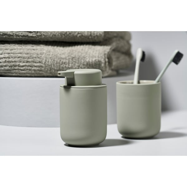 Eucalyptus szürkészöld agyagkerámia fogkefetartó pohár - Zone-image-1