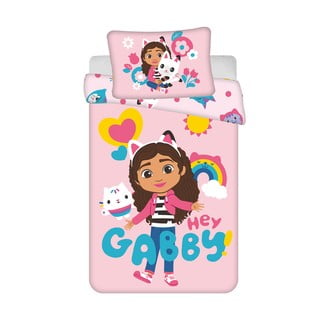 Rózsaszín pamut gyerek ágyneműhuzat babaágyhoz 100x135 cm Gabby's Dollhouse – Jerry Fabrics