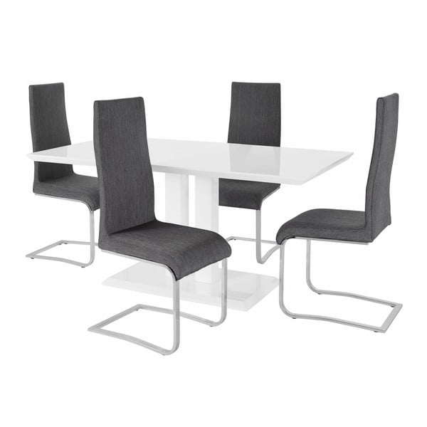 Mai étkezőasztal és 4 részes szürke szék szett - Støraa