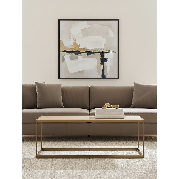 Barna-natúr színű dohányzóasztal tölgyfa dekoros asztallappal 40x120 cm Grenoble – Premier Housewares-image-2
