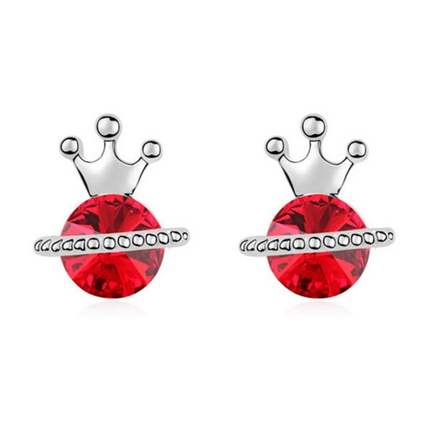 Queen fülbevaló piros kristályokkal és fehérarannyal - Swarovski Elements Crystals
