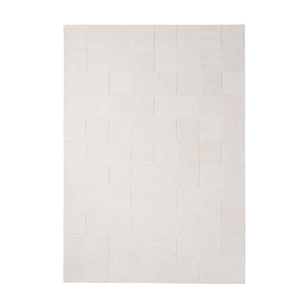 Elefántcsont színű kézi szövésű gyapjú szőnyeg 200x290 cm Checkerboard – Flair Rugs