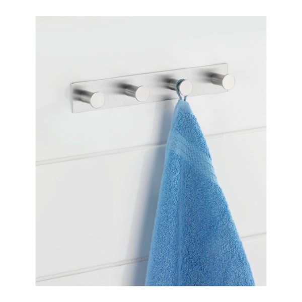 Celano ezüstszínű öntapadós fali fogas 4 akasztóval - Wenko-image-1