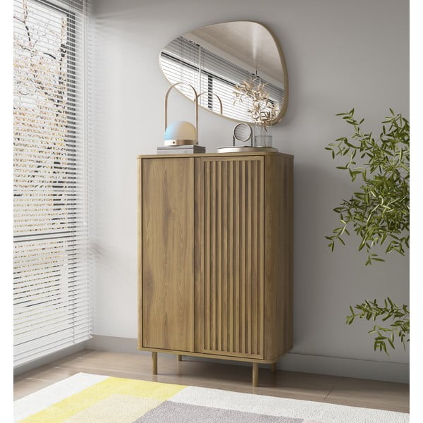 Natúr színű szekrény tölgyfa dekorral 86x130x40 cm Salma – Marckeric-image-1