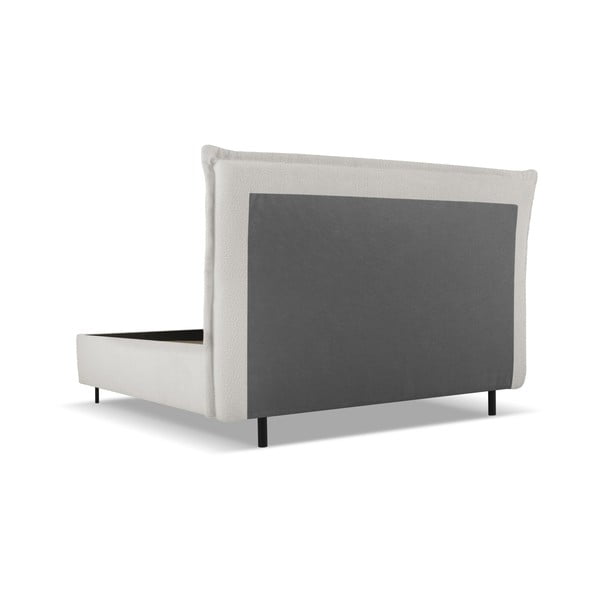 Világosszürke kárpitozott ágyneműtartós franciaágy ágyráccsal 160x200 cm Armie – Milo Casa-image-3