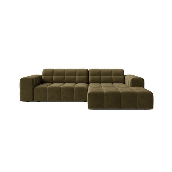 Khaki bársony sarokkanapé (jobb oldali-heverő résszel) Chicago – Cosmopolitan Design