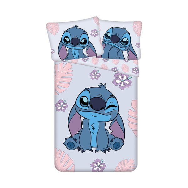 Kék-lila egyszemélyes pamut gyerek ágyneműhuzat 140x200 cm Lilo and Stitch "Cute" – Jerry Fabrics