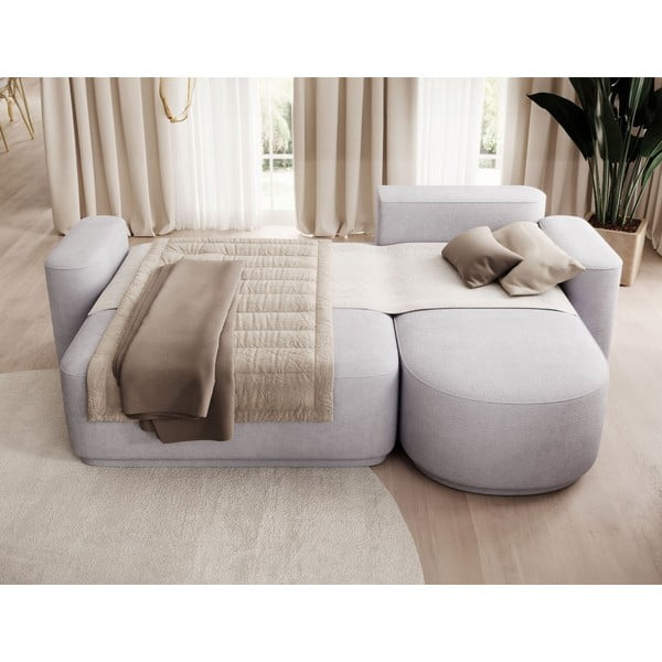 Világosszürke zsenília kinyitható-tárolóhelyes sarokkanapé (jobb oldali-heverő résszel) Aurumm – ELTAP-image-4