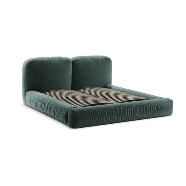 Petróleum színű kárpitozott ágyneműtartós franciaágy ágyráccsal 200x200 cm Martina – Micadoni -image-3