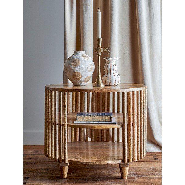 Natúr színű mangófa kerek dohányzóasztal ø 60 cm Sali – Bloomingville-image-1