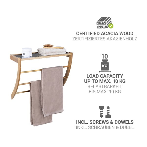 Sötét natúr színű fali fa törölközőtartó Fondi – Wenko-image-2