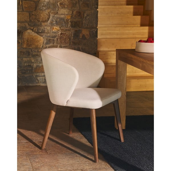 Krémszínű kárpitozott étkezőfotel Darice – Kave Home-image-1