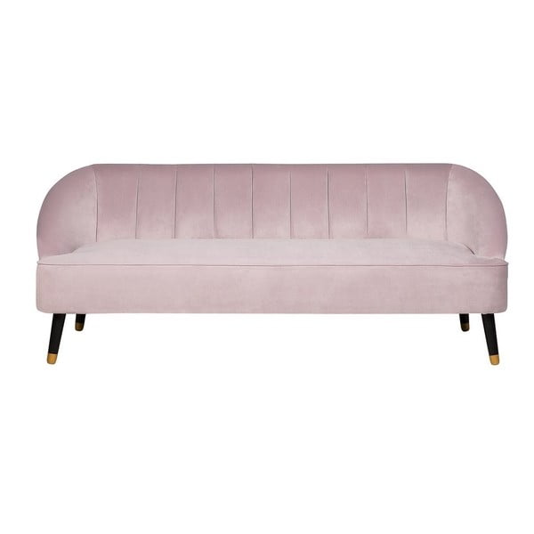 Robert rózsaszín háromszemélyes kanapé bársony kárpittal - Monobeli