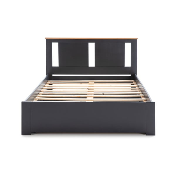 Sötétszürke franciaágy ágyráccsal 140x190 cm Enara – Marckeric-image-2