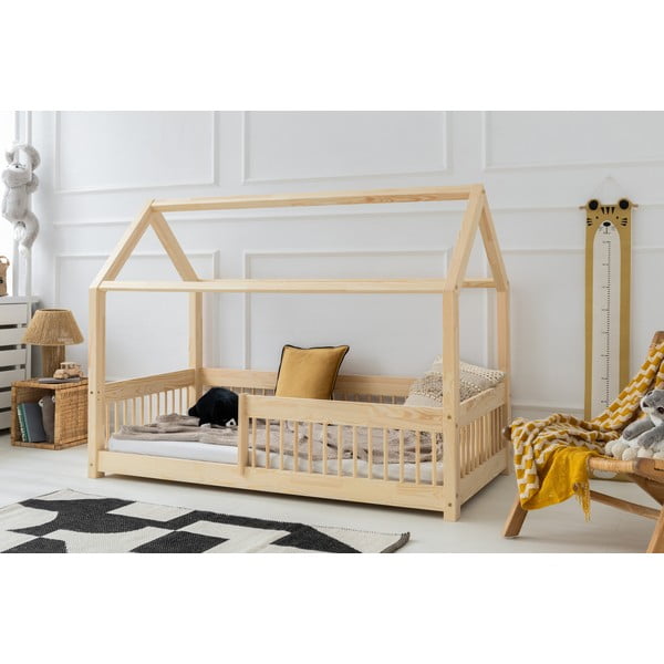 Natúr színű házikó alakú borovi fenyő gyerekágy 80x190 cm Mila MBW – Adeko-image-1