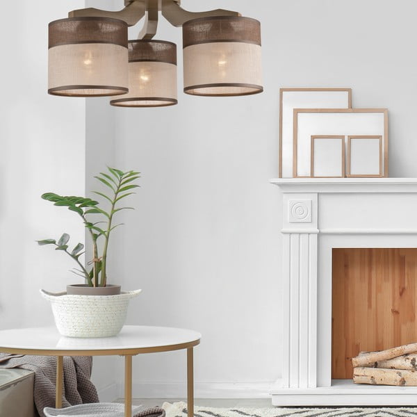 Sötétbarna mennyezeti lámpa textil búrával ø 16 cm Andrea – LAMKUR-image-2