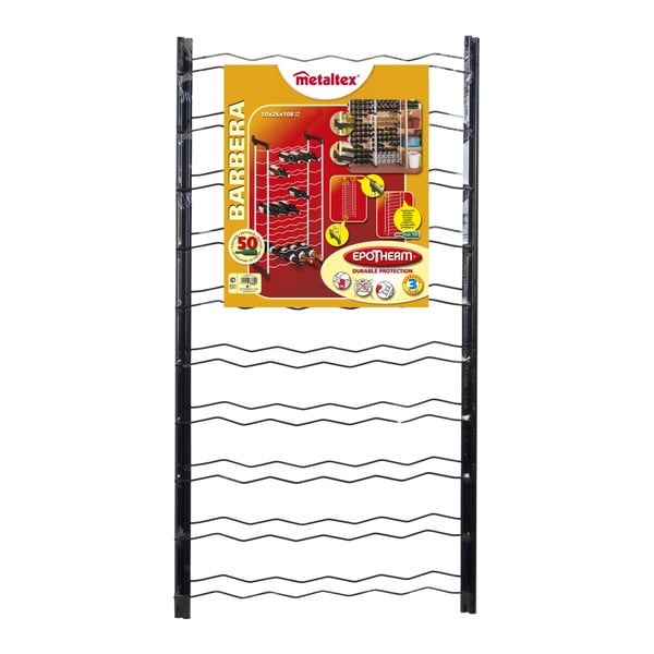 Fekete fém bortartó polcos állvány palackok száma 50 Barbera – Metaltex-image-2
