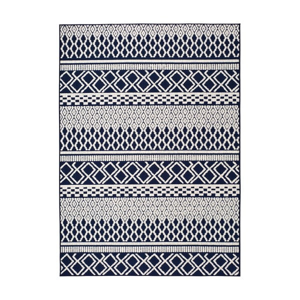 Cannes ZigZag kék-fehér beltéri/kültéri szőnyeg, 150 x 80 cm - Universal