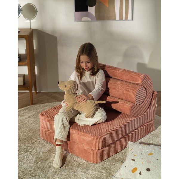 Rózsaszín kordbársony gyerek fotel Flipster – Wigiwama-image-3